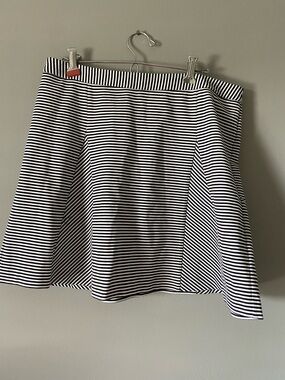 Michael Kors Black & White Striped Skater Skirt